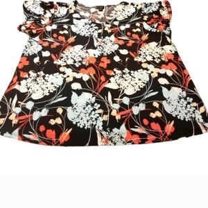 Worthington Top Blouse Boho Floral Size 1X Plus Stretch Short Sleeve